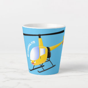 Taza De Café Latte Helicóptero de personalizado alegre amarillo lindo