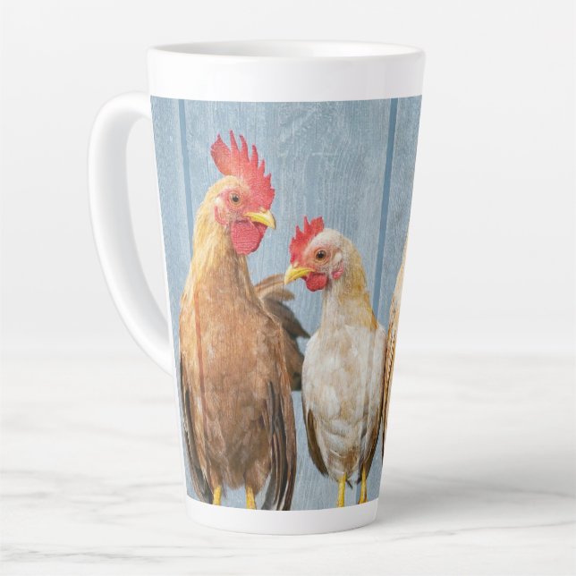Taza De Café Latte Hens Chicks Rooster (Ángulo izquierdo)
