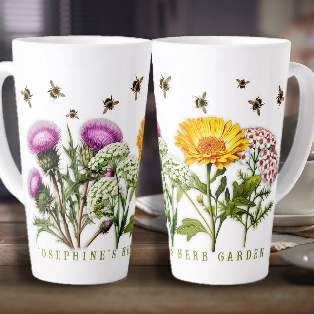Taza De Café Latte Herb Garden Bumbleabes Personalizados (Subido por el creador)