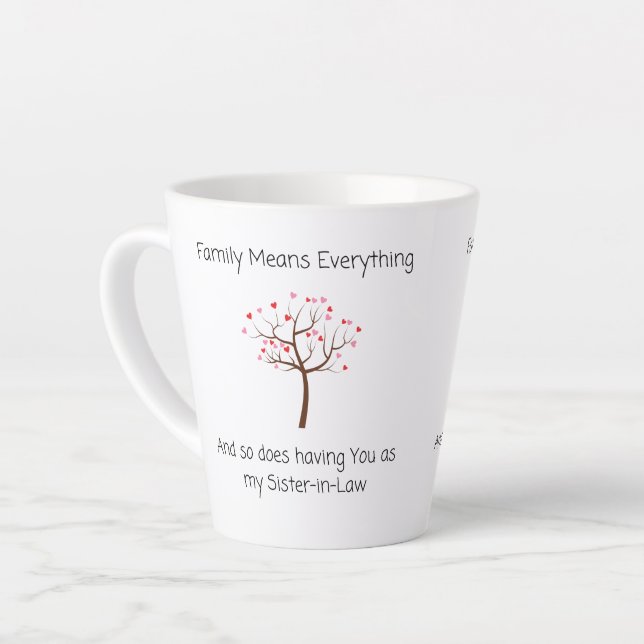 Taza De Café Latte Hermana en la ley, ¡Te refieres al mundo! (Ángulo izquierdo)