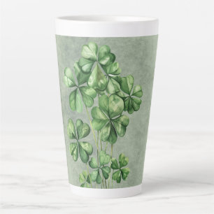 Taza De Café Latte Hermosa acuarela verde Shamrock