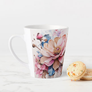Taza De Café Latte Hermosa alfombra floral latte