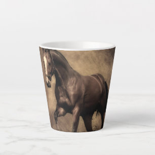Taza De Café Latte Hermosa almohada de caballo marrón