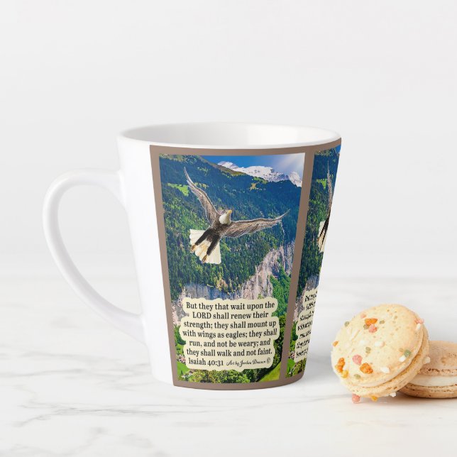 Taza De Café Latte Hermosa Escritura de Águila Isaías 40:31 (In situ)