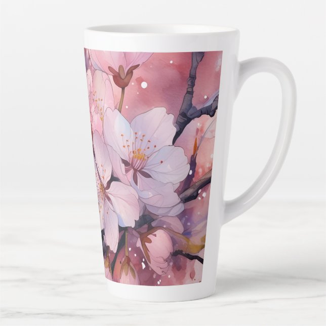 Taza De Café Latte Hermosa flor Latte Mug (Derecha)