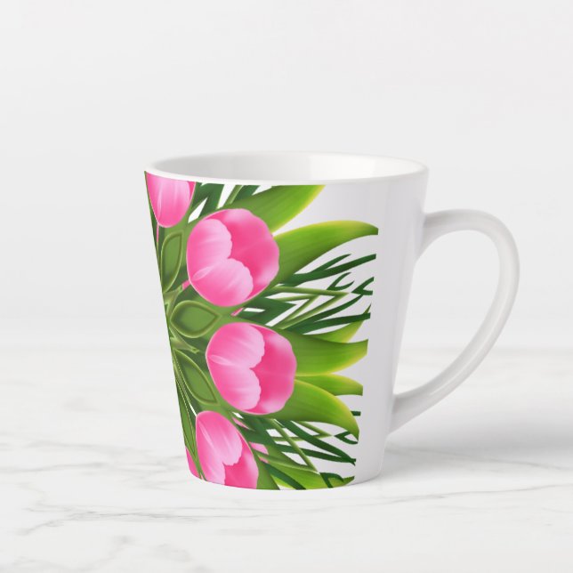 Taza De Café Latte Hermosa Flor Mandala Design-79358 (Derecha)