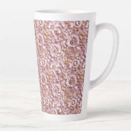 Taza De Café Latte Hermosa floral rosa y turbia
