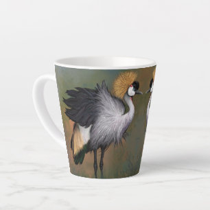 Taza De Café Latte Hermosa Grúa Crowne gris - Pintura mezclada -