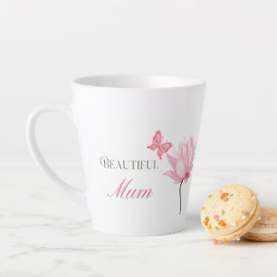 Taza De Café Latte Hermosa Mamá Floral Mariposa, Elegante Madres