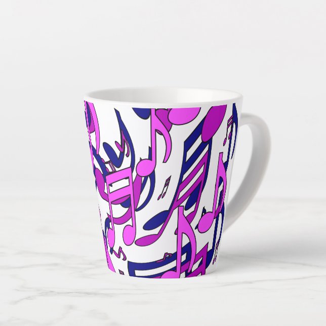 Taza De Café Latte Hermosa música notas musicales anima a la artista (Ángulo derecho)