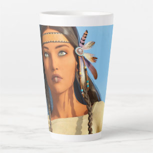 Taza De Café Latte Hermosa nativa estadounidense vestimenta indígena