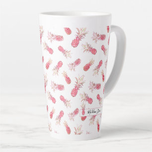 Taza De Café Latte Hermosa y exótica color de agua rosa piña