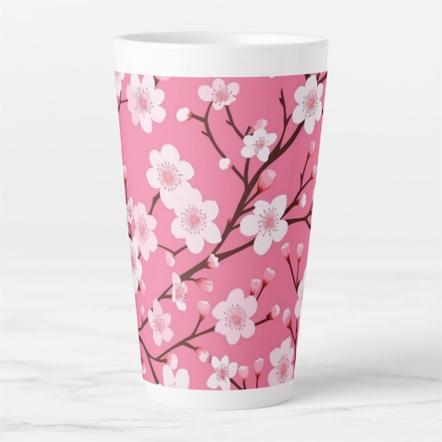 Taza De Café Latte Hermosas flores de cerezo (Anverso)