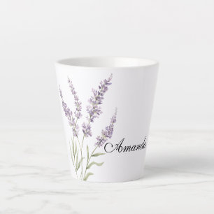 Taza De Café Latte Hermosas Flores Lavanda