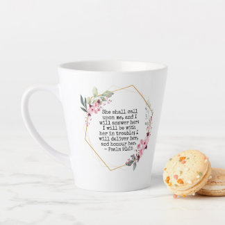 Taza De Café Latte Hermosas Flores Salmo 91 Latte Mug