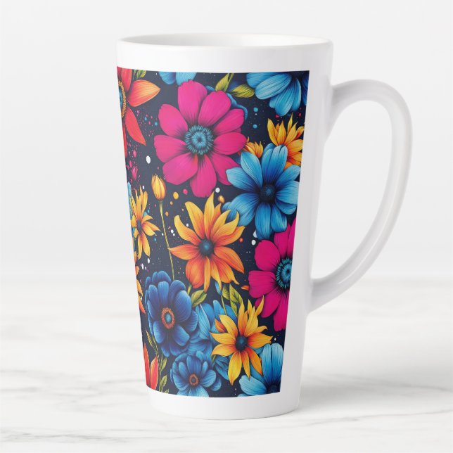 Taza De Café Latte Hermosas flores y Rosas (Derecha)
