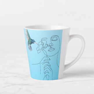 Taza De Café Latte Hermosas líneas Hummingbird Latte Mug