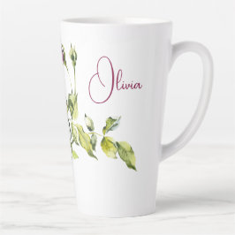 Taza De Café Latte Hermosas rosas rosas y malva