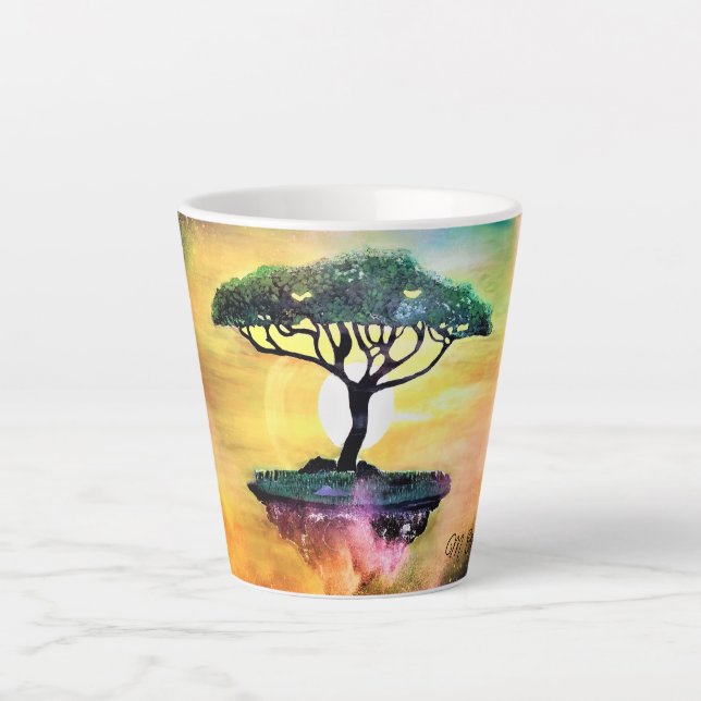 Taza De Café Latte Hermoso árbol de acacia de África (Anverso)
