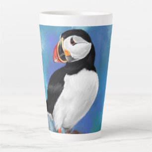Taza De Café Latte Hermoso atlántico Puffin Bird Latte Mug