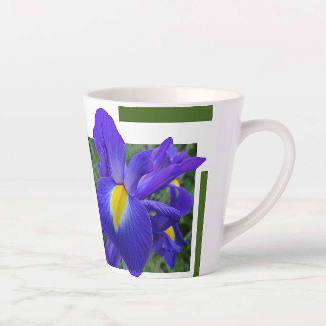 Taza De Café Latte Hermoso Blue Iris Design Latte Mug (Derecha)