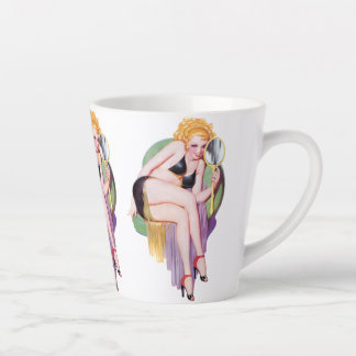 Taza De Café Latte Hermoso chica de venado latte mug