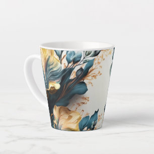 Taza De Café Latte Hermoso floral acuarela