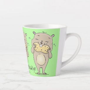 Taza De Café Latte Hermoso hámster sonriente lindo con personalizado