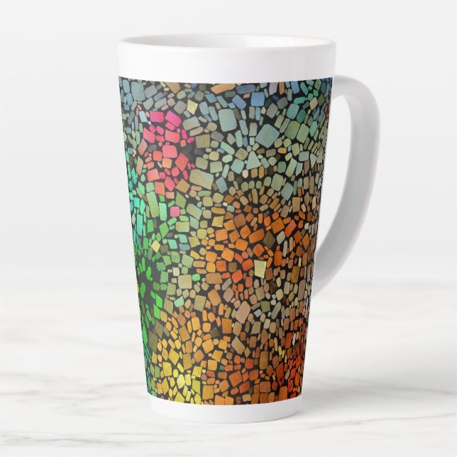 Taza De Café Latte Hermoso mosaico (Ángulo derecho)