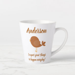 Taza De Café Latte Hermoso pájaro con declaración positiva