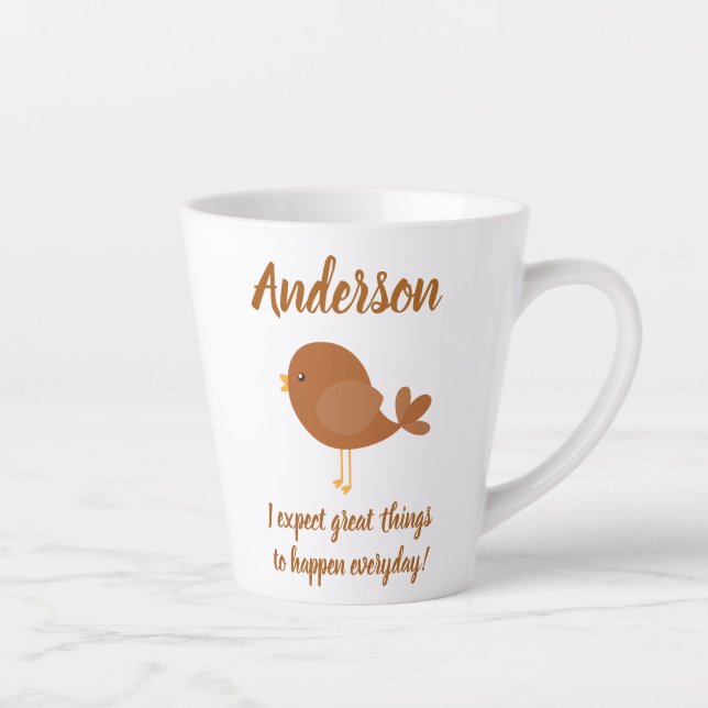 Taza De Café Latte Hermoso pájaro con declaración positiva (Derecha)