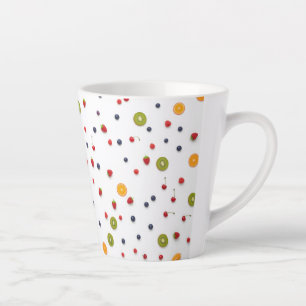 Taza De Café Latte Hermoso patrón de minifrutas