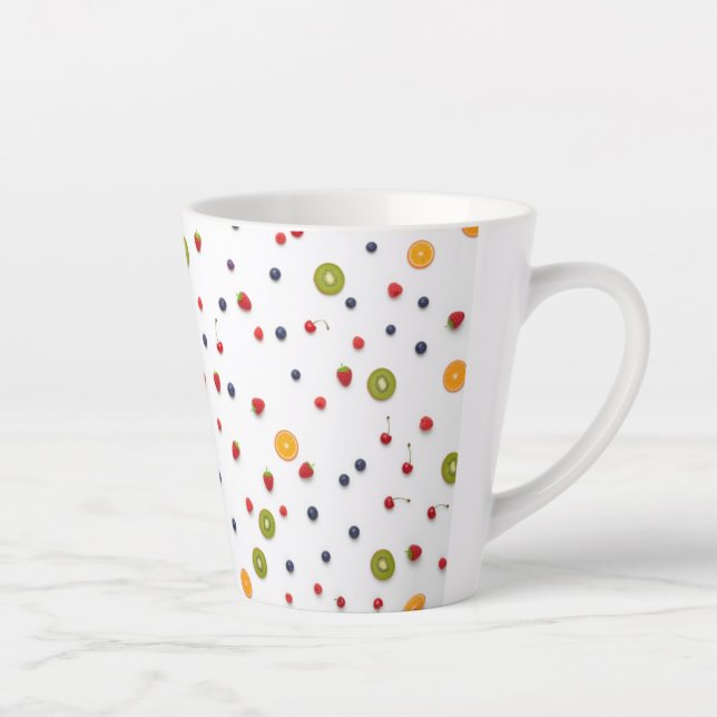Taza De Café Latte Hermoso patrón de minifrutas (Derecha)