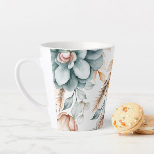 Taza De Café Latte Hermoso patrón floral continuo con vintage