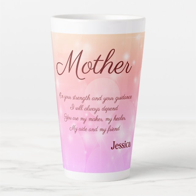 Taza De Café Latte Hermoso poema materno personalizado (Anverso)