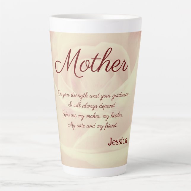Taza De Café Latte Hermoso poema materno personalizado (Anverso)