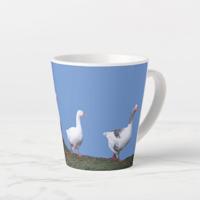 Taza De Café Latte Hermoso Polvo Geés. Blue Latte Mug (Ángulo derecho)