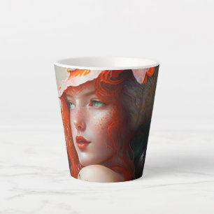 Taza De Café Latte Hermoso resumen artístico Chica Red Haired Ginger