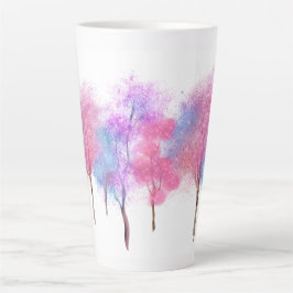 Taza De Café Latte Hermosos Árboles Pastel