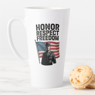 Taza De Café Latte Héroes Veterano Día Diseño Patriótico