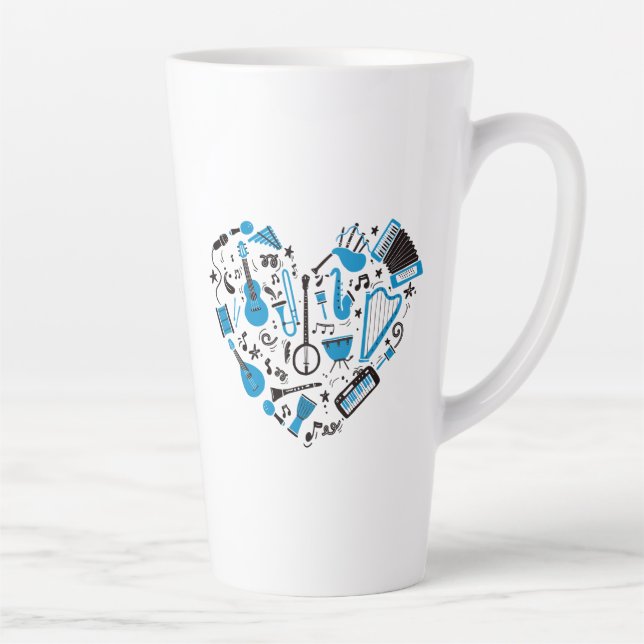Taza De Café Latte Herramienta para el corazón de instrumentos musica (Derecha)