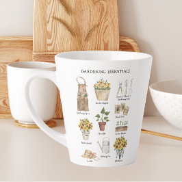 Taza De Café Latte Herramientas de jardinería acuarela Jardín de gira