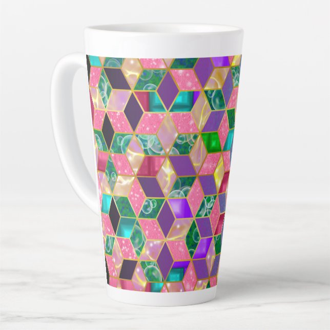 Taza De Café Latte Hexágono divertido multimixto en forma de diamante (Ángulo izquierdo)