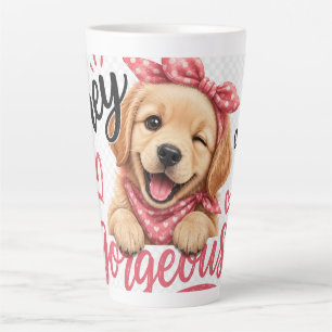 Taza De Café Latte Hey Hermoso Diseño de Perro Lindo