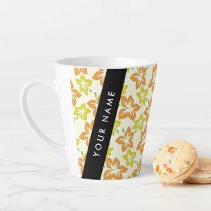 Taza De Café Latte Hibisco Amarillo, Hibisco Naranja, Tu Nombre