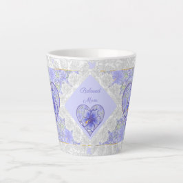 Taza De Café Latte Hibiscus & lace BLUE