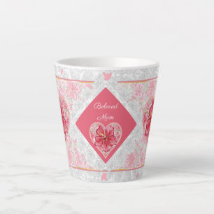 Taza De Café Latte Hibiscus & lace RED