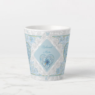 Taza De Café Latte Hibiscus & lace TURQUOISE