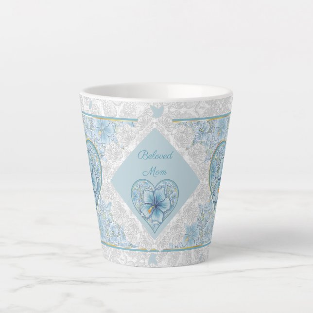 Taza De Café Latte Hibiscus & lace TURQUOISE (Anverso)