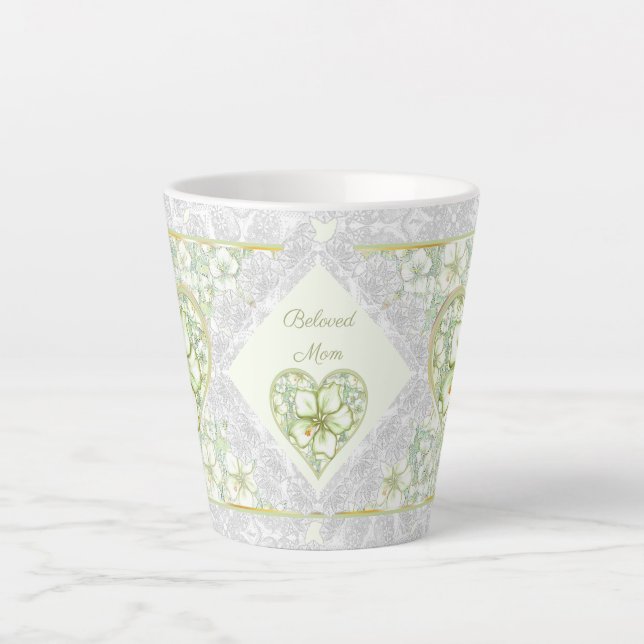 Taza De Café Latte Hibiscus & lace WHITE (Anverso)